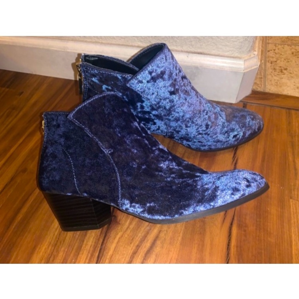 Velvet Blue Ankle Bootie